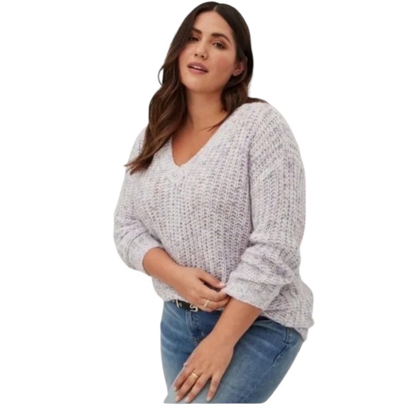 Torrid V Neck Colorful Knit Sweater size 0X NWOT - Picture 1 of 8